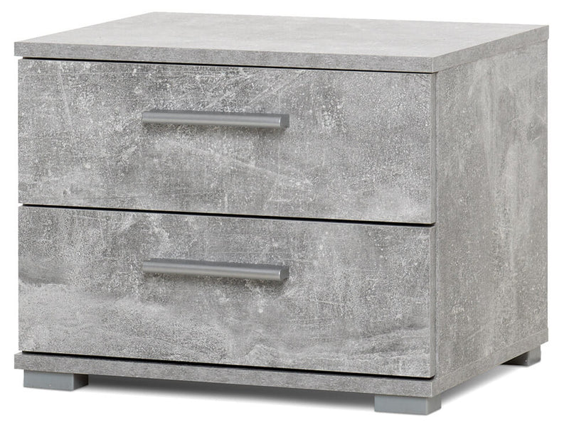Comodino 2 Cassetti in Truciolato Fumer Frida Cemento