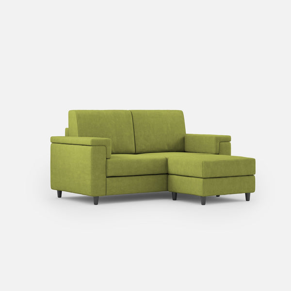 sconto Divano 2 Posti con Pouf 168x145x85 cm Marrak in Tessuto Verde