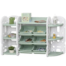 Scaffale Contenitore 149,8x35x92 cm con Cesti estraibili  Verde e Bianco