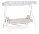 Dondolo 3 Posti da Giardino 198x140x174 cm Schienale Reclinabile per Funzione Letto Zanzibar Bianco