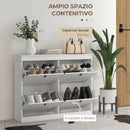 Scarpiera Salvaspazio Slim 105x24x82,5 cm con 4 Ante a Ribalta Ripiani Regolabili e Maniglia per 10-20 Paia in MDF Bianco      
