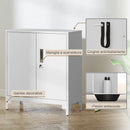 Armadietto Portadocumenti 80x35x91 cm con 2 Ante e Chiavi in Metallo Bianco  