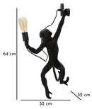 Lampada da Muro Monkey Nera 32x32x64 cm in Resina Nero e Oro      
