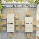 Tavolo da Giardino Allungabile 225x85x75 cm per 6-8 persone in Alluminio con Piano a Doghe Bianco      