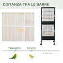 Gabbia Voliera per Uccelli 51,5x50x140 cm con Ruote e Vassoi Estraibili in Acciaio e Legno Verde Scuro      