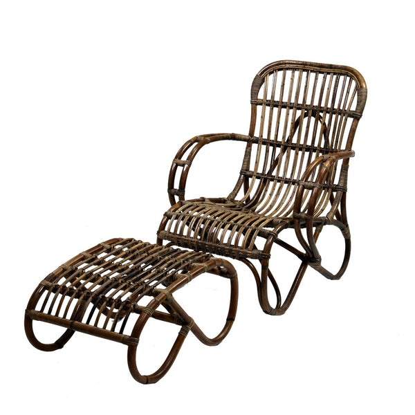 Poltrona da Giardino in Rattan 86x68H82cm con Poggiapiedi Marrone online