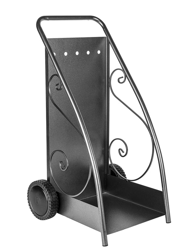 Porta Legna Design Classico con Ruote 47,7x50x90 cm in Ferro Verniciato Grigio Martellato prezzo