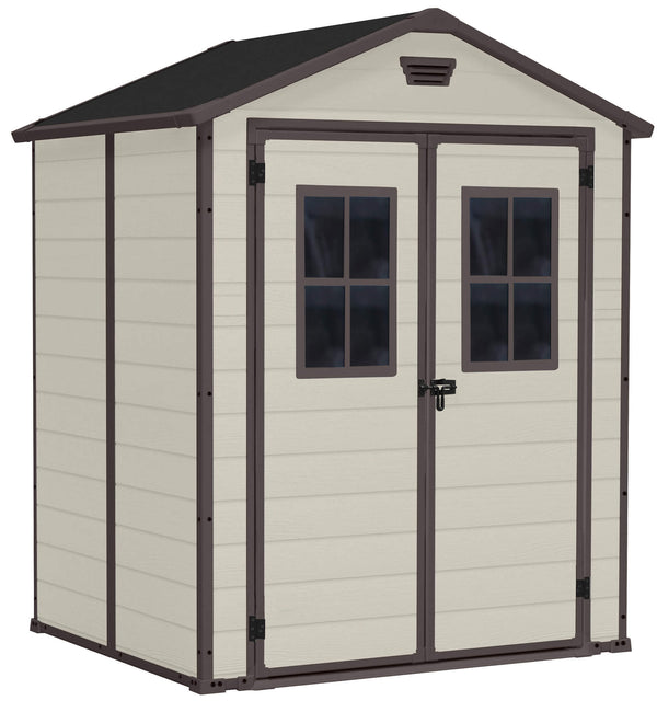 Casetta da Giardino Porta Attrezzi 185x152x226 cm con 2 Finestre in Resina Keter Manor 6x5 Beige sconto