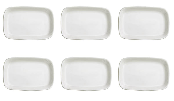 online Set 6 Vassoi Snack Rettangolari 13x9x1,5 cm in Porcellana Allluminica Kaleidos Aluxina Bianchi