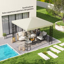 Copertura per Gazebo Pergola 298L x 298P cm in Tessuto Oxford 600D Bianco Crema   