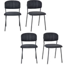 Set 4 Sedie Imbottite 49,5x55x81 cm in Tessuto Effetto Lino Grigio Scuro