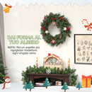 Ghirlanda Natalizia Decorativa da Porta 60 cm con Pigne Bacche e Palline Verde      