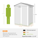 Casetta Box Porta Attrezzi da Giardino 136x87x179 cm Superficie 1.1m² con Porta Scorrevole Bloccabile in Acciaio Marrone      