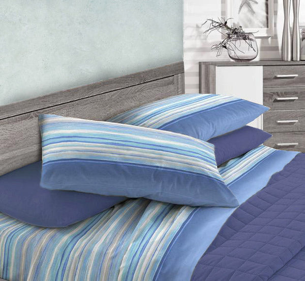 Set Lenzuola in Cotone Sopra Sotto e Federe Cober Malida Azzurro Varie Misure sconto
