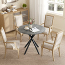 Tavolo da Pranzo Rotondo Stile Industriale Ø80x75 cm con Piano in Truciolare e Gambe a Croce in Acciaio Grigio      