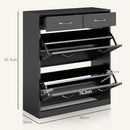 Mobile Scarpiera da 12 Paia 80x30x91,5 cm con Ripiani Regolabili e Cassetti in Legno Nero  