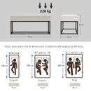 Panca da Ingresso Stile Moderno 94x42x44 cm Cuscino Alto in Tessuto Effetto Velluto Crema  