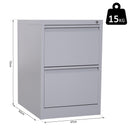 Cassettiera da Ufficio per Documenti 2 Cassetti con Chiusura di Sicurezza in Acciaio 47x62x72 cm 