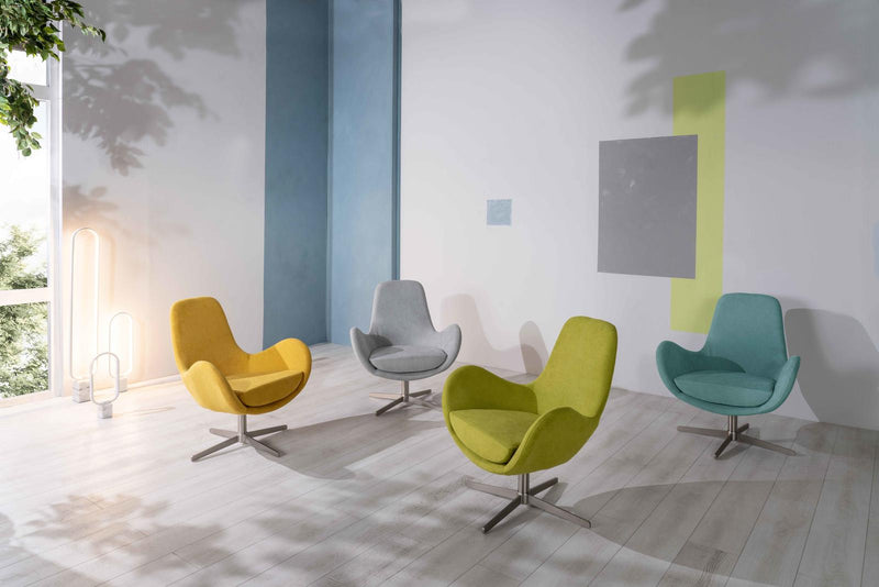 Poltrona Girevole 64x72xH42 cm in Tessuto Olga Verde