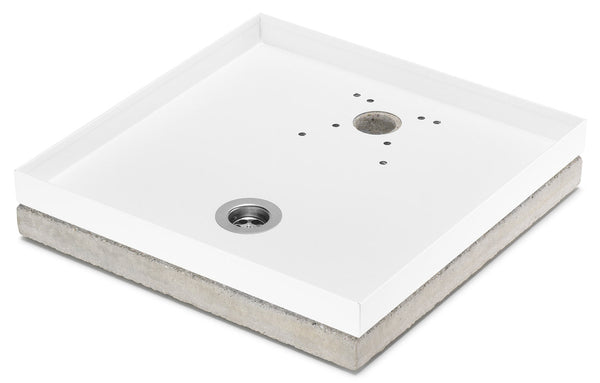 Base Portaciottolo per Fontane 40x40x8 cm in Metallo con Base in Cemento Belfer 42/BSE/10 Bianco sconto
