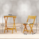 Set Bistrò da Esterno 2 Sedie Pieghevoli e Tavolo Rotondo Ø60x75 cm in Legno di Acacia Naturale      