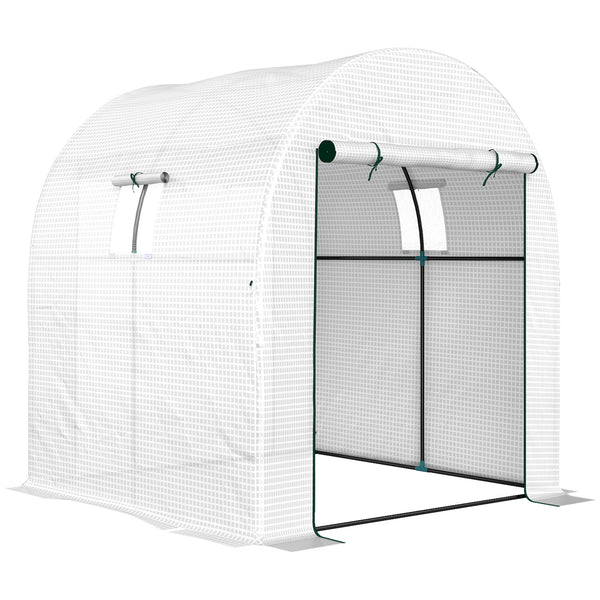 sconto Serra a Tunnel per Orto 1,8x1,8x2 m con Porte Avvolgibili e Finestre in Acciaio e PE Anti UV Bianca