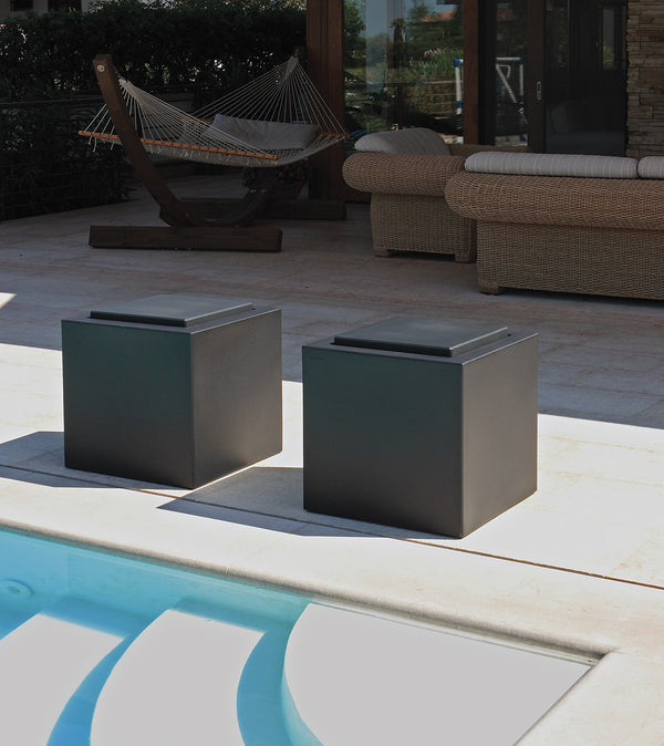 online Pouf da Giardino 50x50 cm con Cuscino in Resina Arkema Iris Comfort Antracite