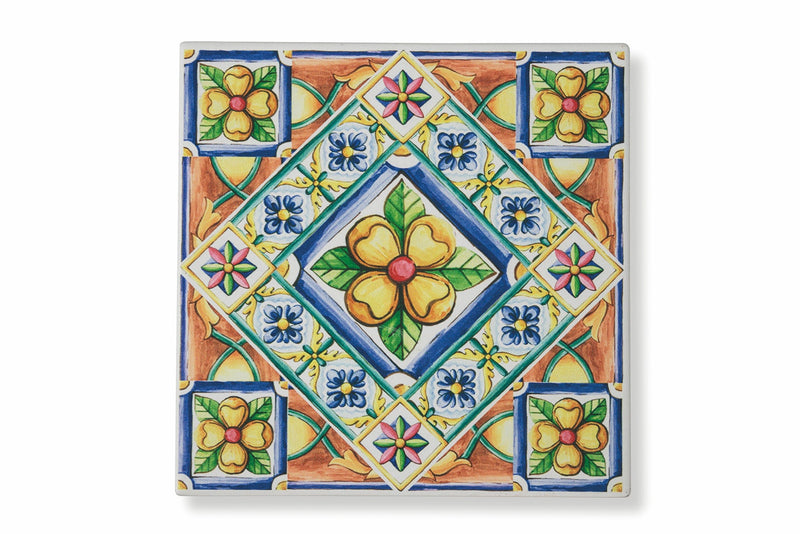 Sottopentola Quadrato in Ceramica Fondo in Sughero 16x16 cm VdE Tivoli 1996 Costiera