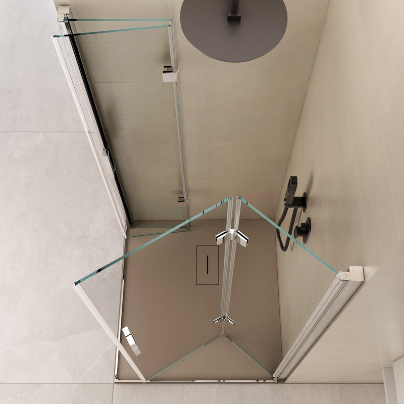 Box Doccia Angolare 2 Ante Scorrevoli a Libro in Cristallo Trasparente 6mm H195 Bonussi Lena Varie Misure