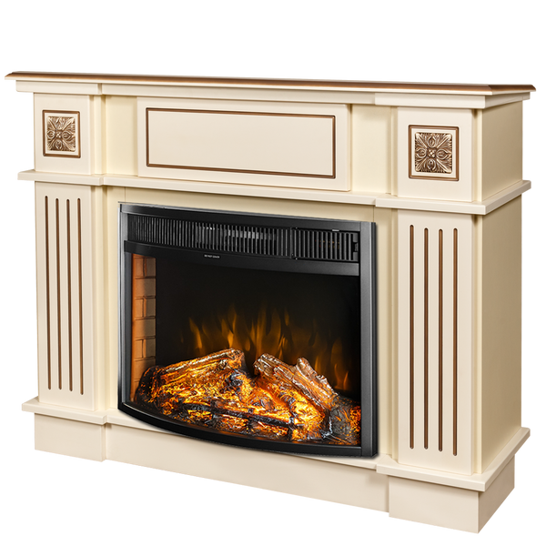 online Camino Elettrico da Pavimento 92,9x120x28 cm Effetto Fiamma 1500W Miracle & Ararat Avorio