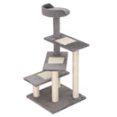 Albero Tiragraffi per Gatti 48,5x 48,5x100 cm con Lettino Pali in Sisal Rivestimento in Peluche Grigio