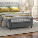 Panca Fondo Letto 126x48,5x57 cm in Tessuto Vellutato Grigio