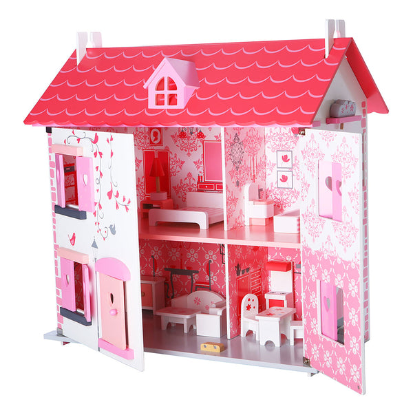 acquista Casa Casetta Cottage per Bambole in Legno 2 Piani con Arredamento
