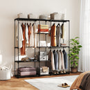 Armadio Guardaroba 182x43x185 cm con 8 Ripiani e 3 Aste per Appendere in Tessuto Nero      