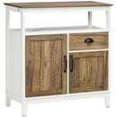 Credenza 2 Ante 1 Cassetto 76,6x 35x 81,5 cm in Legno Truciolare Bianco e Marrone