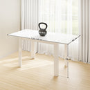 Tavolo da Pranzo Allungabile 120-160x80x78 cm per 4-6 Persone con Pannelli a Ribalta in Legno Bianco 