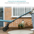 Lettino Prendisole con Schienale Reclinabile 66x165x102 cm in Alluminio e Tessuto Traspirante Blu e Nero