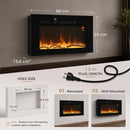 Camino Elettrico da Incasso o Parete 66x15,8x45 cm 1500 W con Timer Fiamma Regolabile e Telecomando Nero      