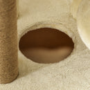 Albero Tiragraffi per Gatti Alto 136 cm con Cuccia Rimovibile Casetta e Lettino Pali in Iuta Beige      
