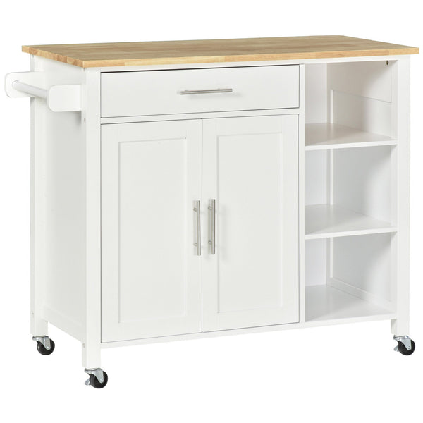 sconto Mobiletto Carrello da Cucina 107,5x48x89 cm con Ruote in Legno MDF Bianco