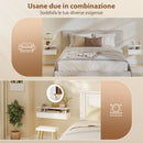 Set di 2 Comodini Sospesi 35x32x22,5 cm con Cassetto e Mensola Aperta in Legno Bianco      