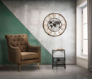 Tavolinetto Porta Giornali Ø35x50 cm in Ferro e MDF Nero e Marrone