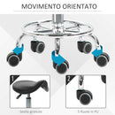 Sgabello con 5 Ruote 36,2x37,5x51-66 cm Seduta Ergonomica Imbottita in Gommapiuma Nero