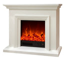 Camino Elettrico da Pavimento 80x100x33 cm Effetto Fiamma 1500W David Bianco