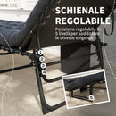 Lettino Prendisole 58x189x32,5 cm Pieghevole con Cuscino Poggiatesta e Tasca Laterale in Poliestere Nero      