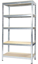Scaffale in Metallo 5 Ripiani in Legno Truciolato 90x40x176 cm Joker Zincato