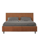 Letto Matrimoniale Giroletto con Alzata Comoda Imbottito in Tessuto Labirinto Adele Arancio Varie Misure