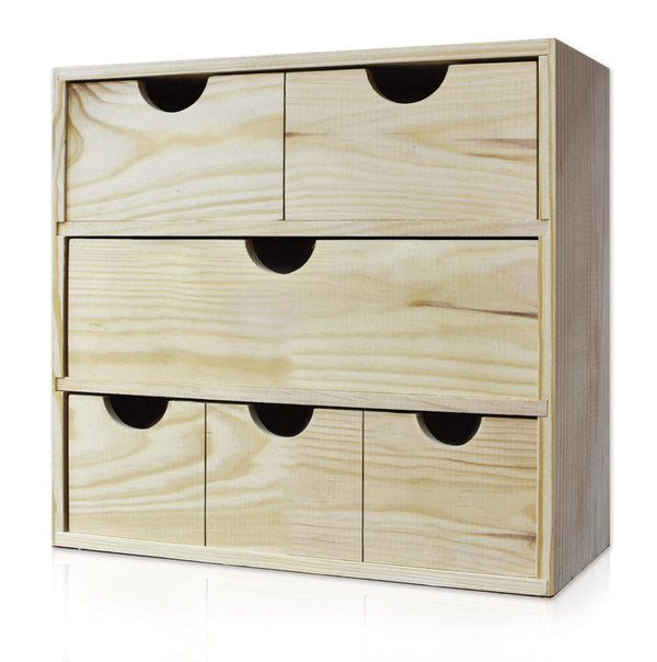 Cassettiera da Tavolo  6 Cassetti 32x40x14 cm in Legno di Pino Massello Naturale prezzo