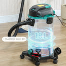 Bidone Aspiratutto 3 in 1 da 1400W Aspirasolidi Liquidi e Soffiatore Capacità 18L Triplo Filtro e Accessori In Acciaio Inox      