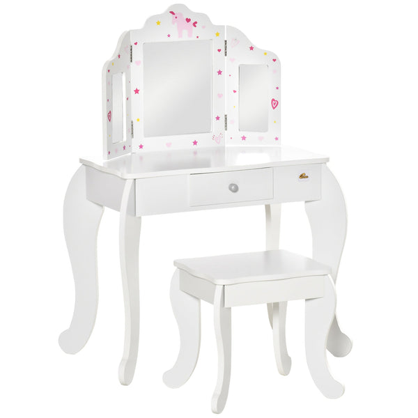 online Postazione Trucco Specchiera Giocattolo per Bambini in Legno Bianca